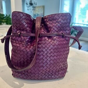 Bottega Veneta Leather Deep Purple Shoulder Bag VINTAGE